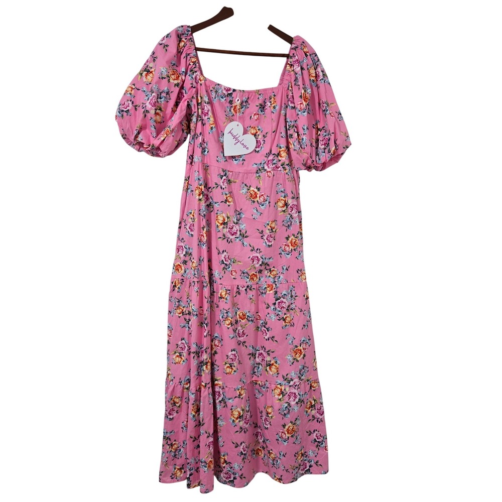 Buddy Love Posie‎ Puff Sleeve Maxi Dress in pink - Size Medium - Picture 2 of 9